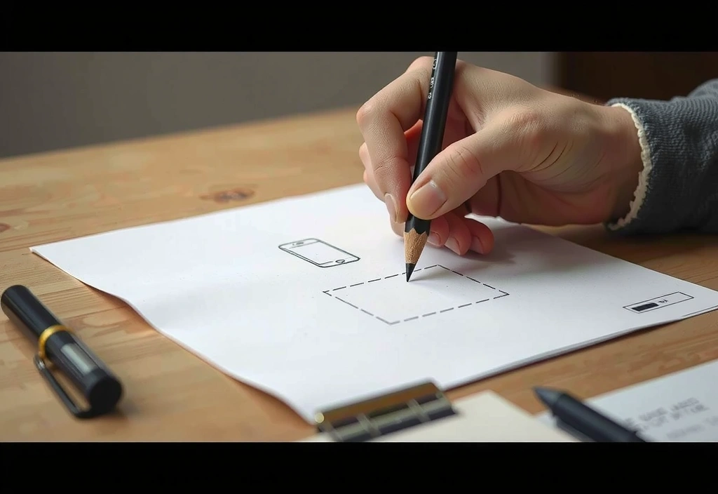 Detail skicování na papíře